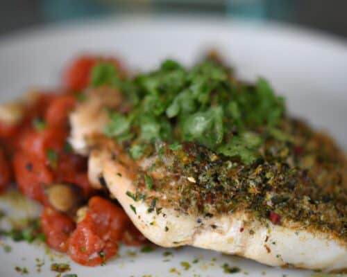 Seared Opah with Tomato-Garlic Butter