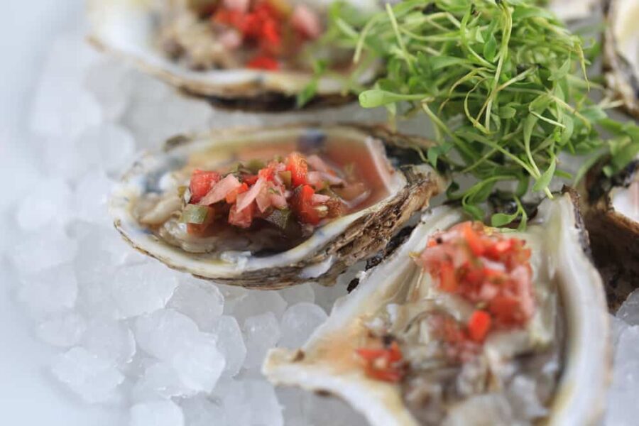 Freshly,Shocked,Local,Oysters,With,A,Mignonette,Sauce